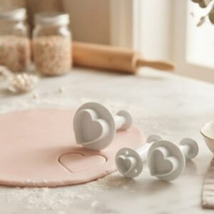 Kit com 3 peças mini cortadores p/ pasta americana - coração