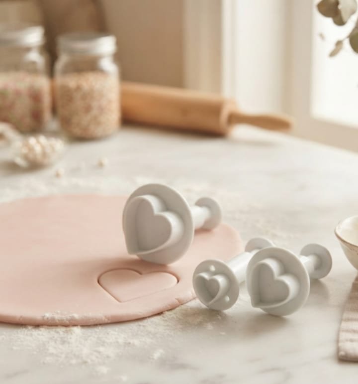Kit com 3 peças mini cortadores p/ pasta americana - coração