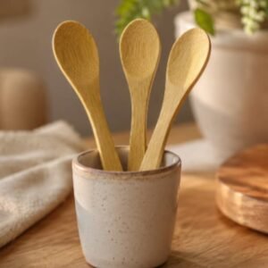 kit 3 Mini Colheres de Bambu