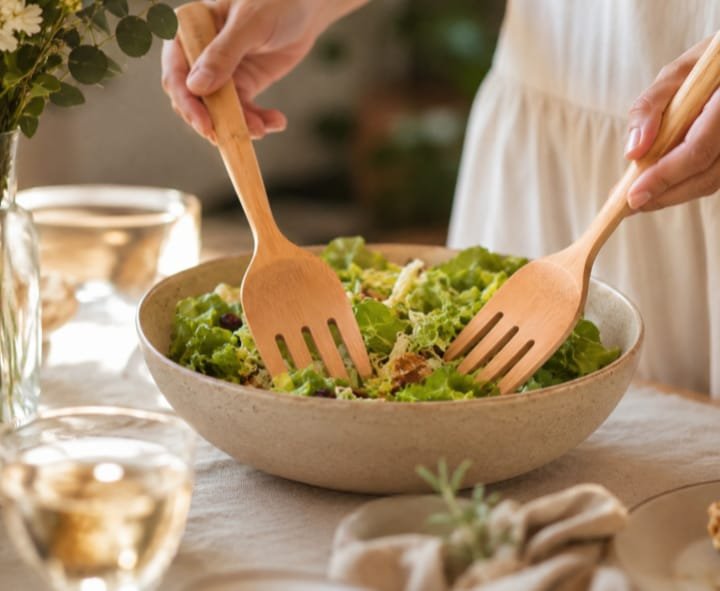Pegador de Salada Maozinha Bambu