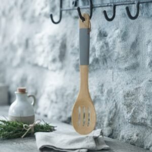 Colher vazada bambu com silicone