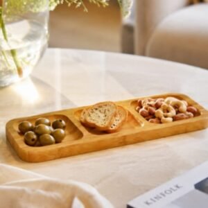 Petisqueira bambu 3 divisórias