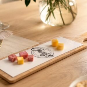 Tábua para aperitivos bambu e porcelana